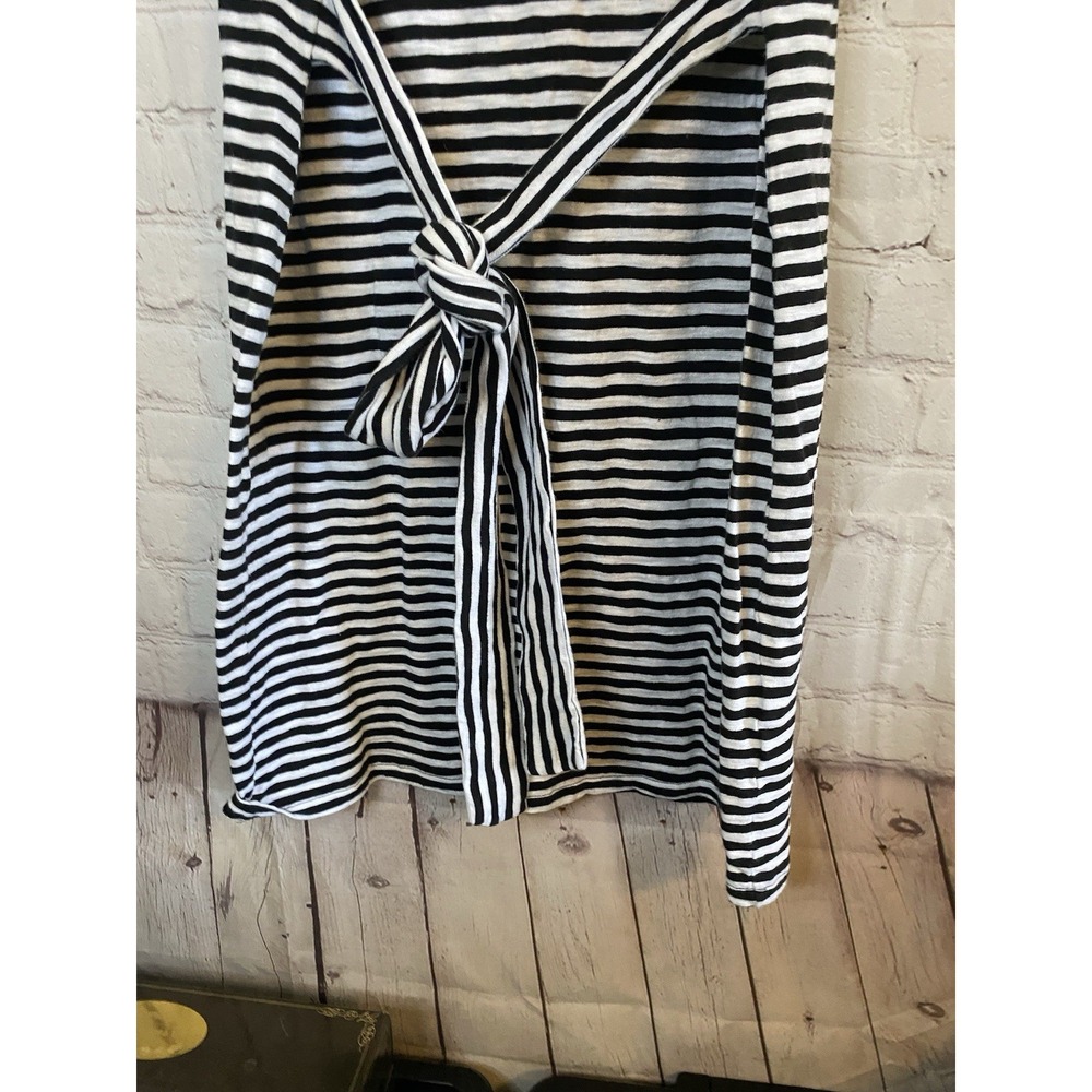 J Crew Midi Dress Womens Size XS  Black White‎ Striped Belted Cotton Casual - Picture 3 of 8